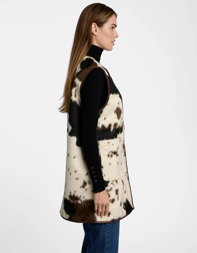 Dakota Cow Print Long Vest | Bernardo Fashions