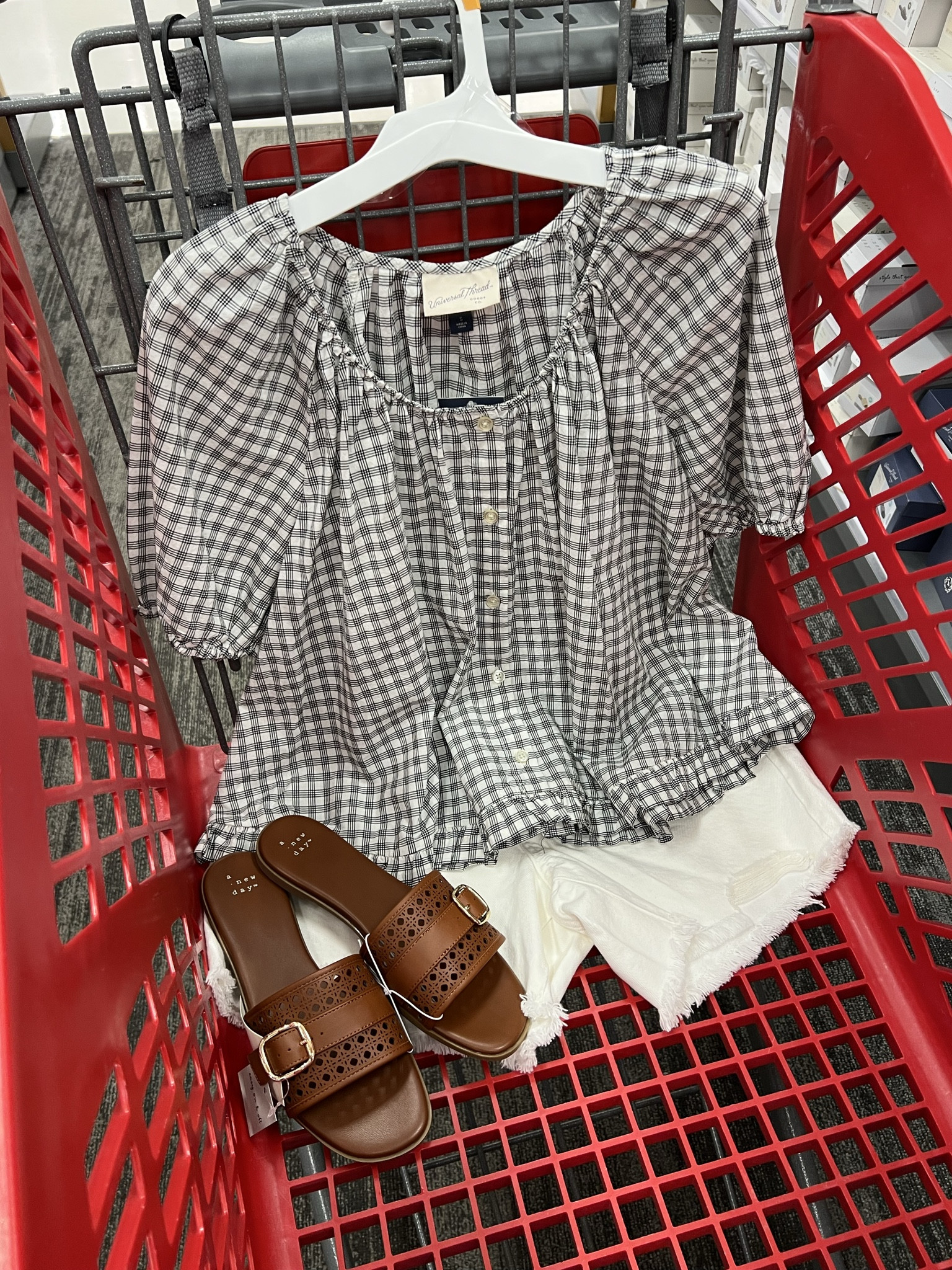 Target spring to summer outfit idea with this pretty blouse and white denim shorts. #targetstyle