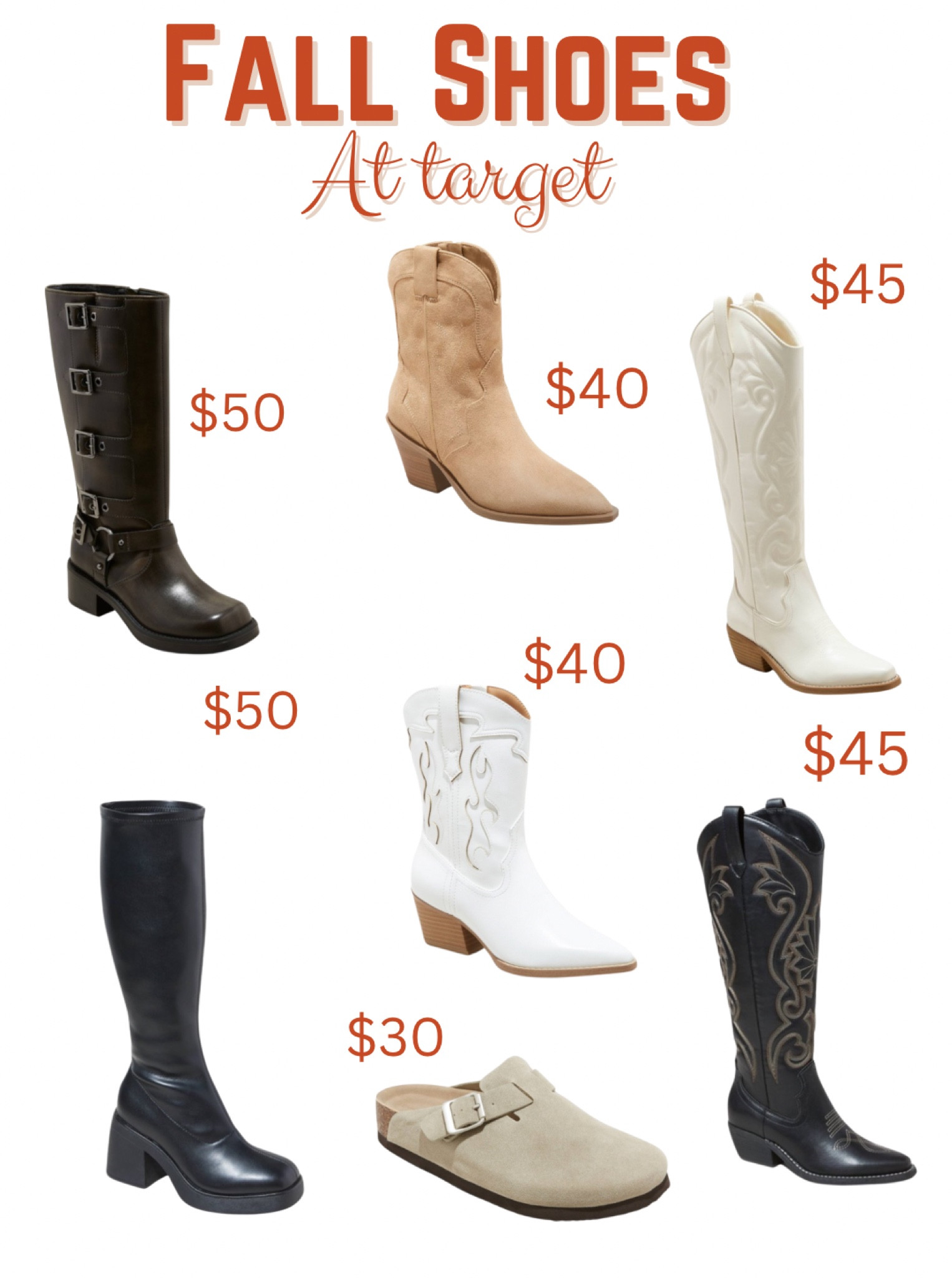 Target has been slaying lately with their shoes and boots! 😍 lots of western styles & I can’t wait to wear these Shmirkenstock inspired clogs 

#LTKShoeCrush #LTKSeasonal #LTKFindsUnder100