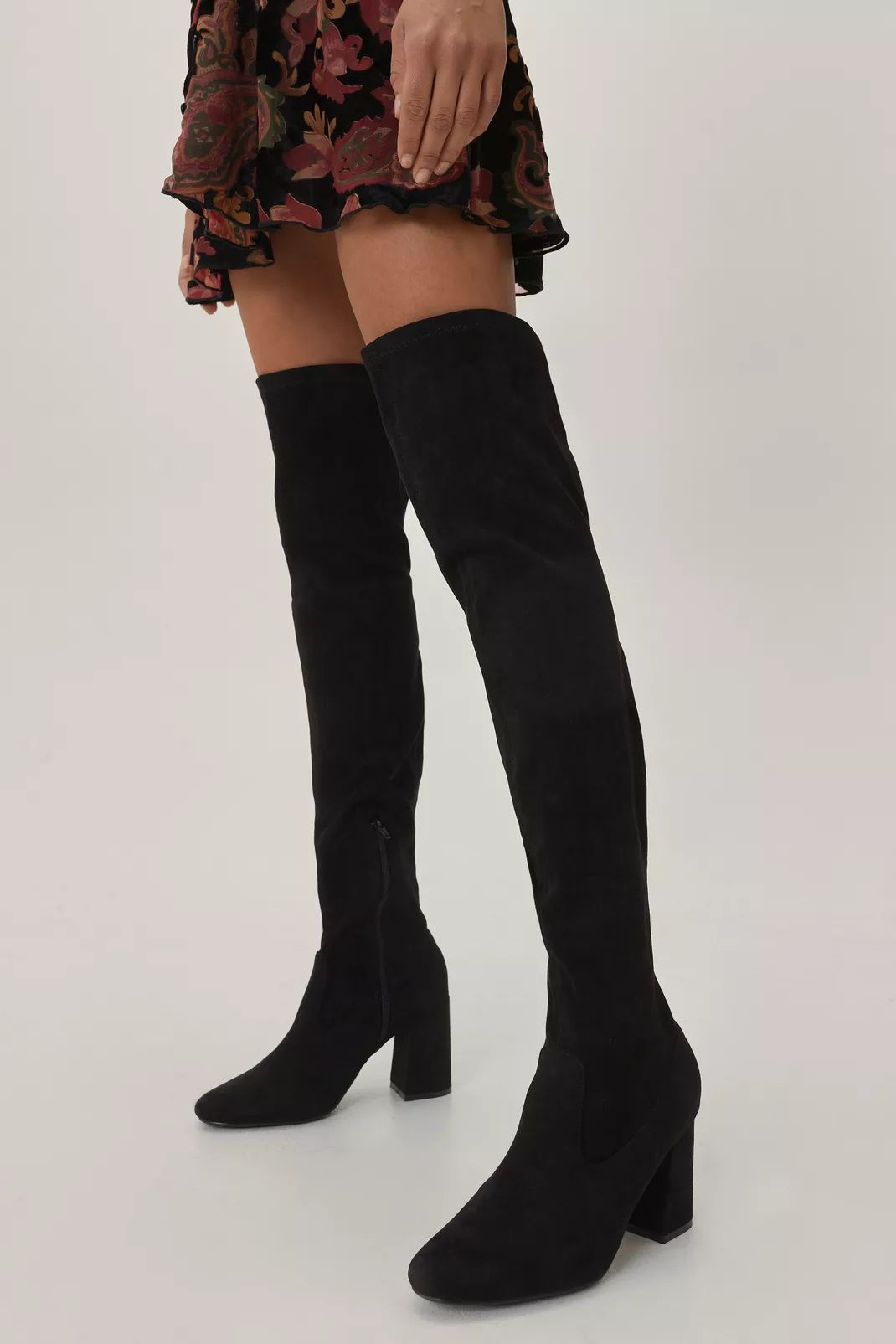 Wide Fit Faux Suede Over the Knee Boots | Nasty Gal (US)