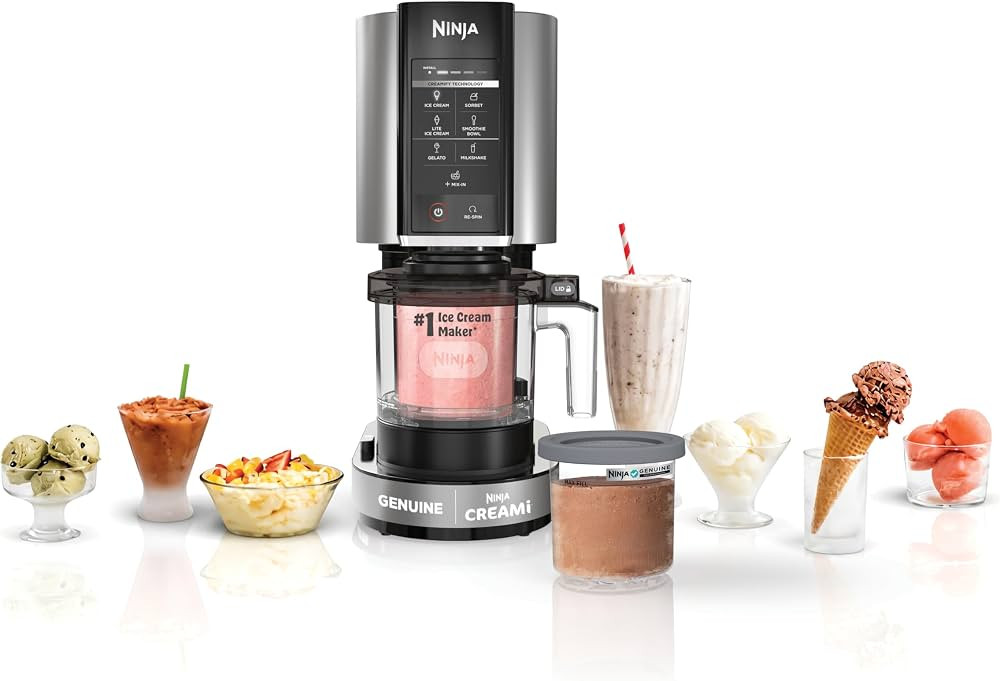 Ninja NC301 CREAMi Ice Cream Maker, for Gelato, Mix-ins, Milkshakes, Sorbet, Smoothie Bowls & More, 7 One-Touch Programs, with (2) Pint Containers & Lids, Compact Size, Perfect for Kids, Silver | Amazon (CA)