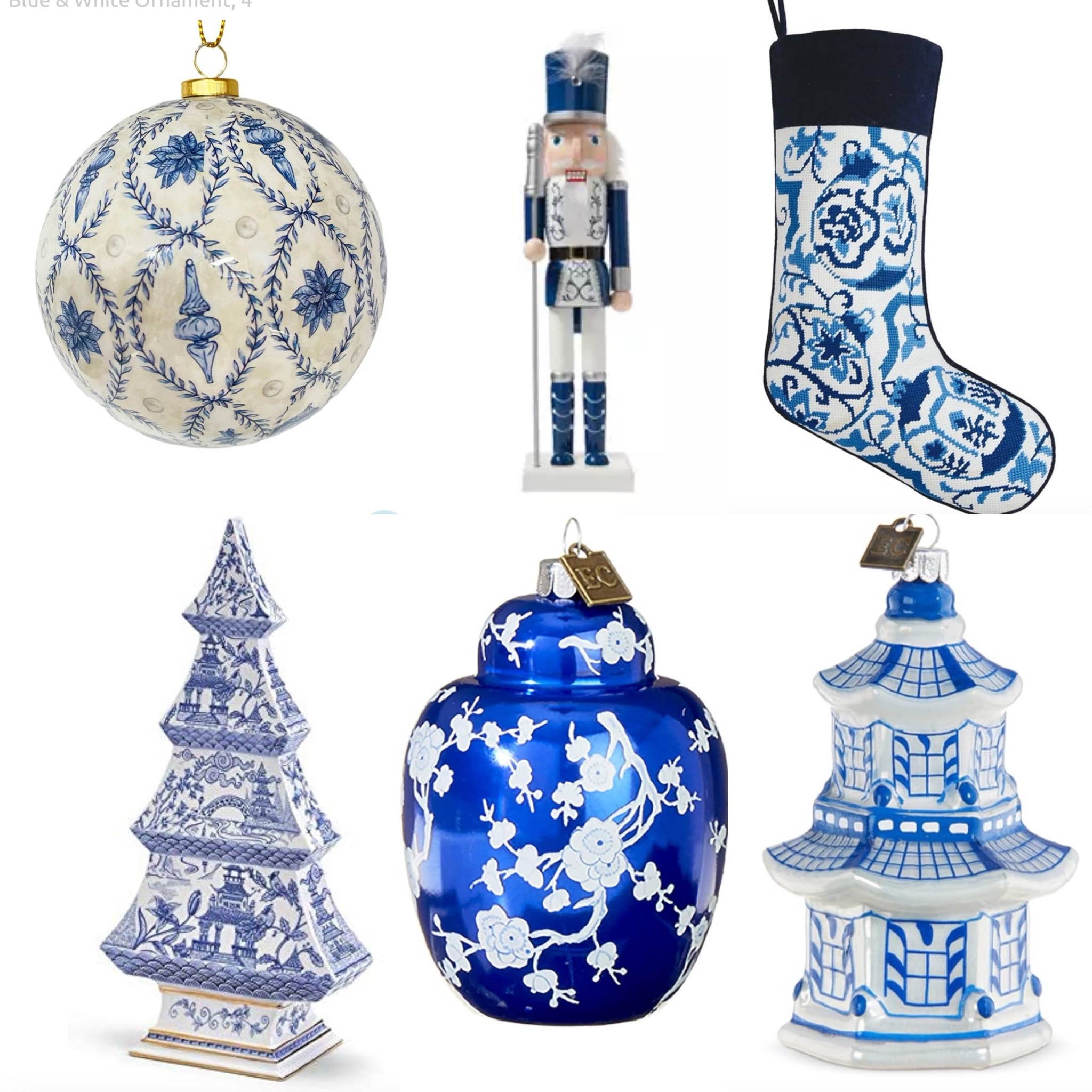 Blue and white chinoiserie Christmas. Ornaments, Nutcracker, needlepoint stockings and trees..

#LTKHoliday #LTKSeasonal #LTKHome