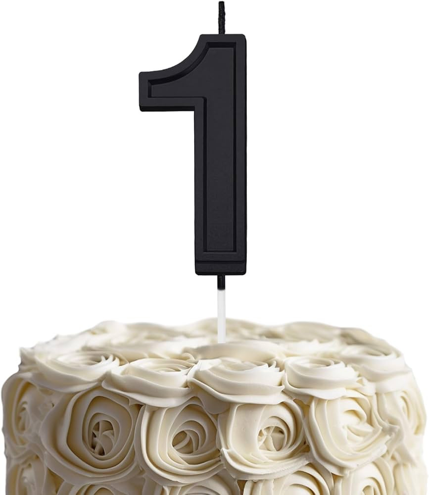 Black 1 Number Birthday Candle for Cake, 2.76 Inch Number Cake Candles for Wedding Anniversary De... | Amazon (US)