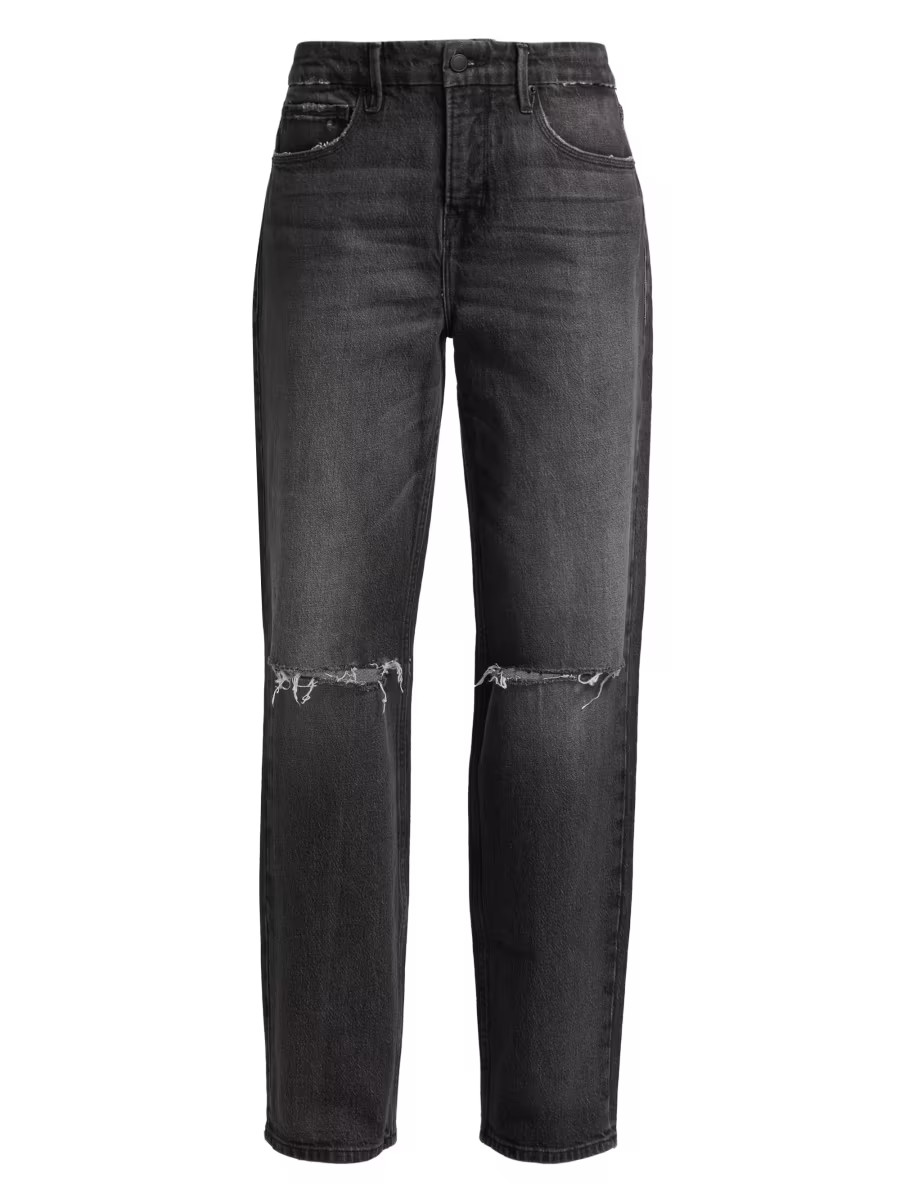 Good '90s High-Rise Ripped Stretch Straight-Leg Jeans | Saks Fifth Avenue