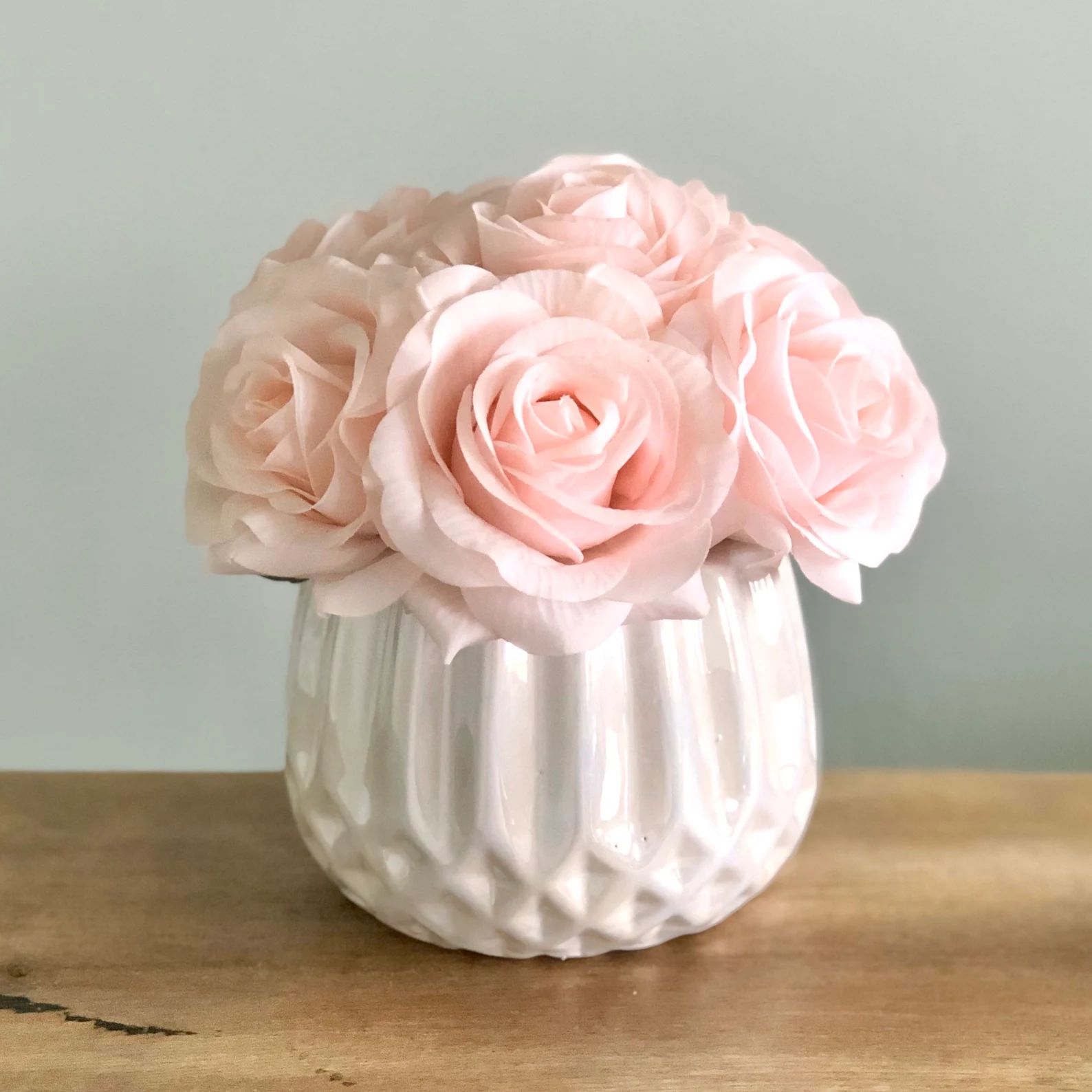 Real Touch Rose Flower Arrangement. Blush Roses in Faux Water | Etsy | Etsy (UK)