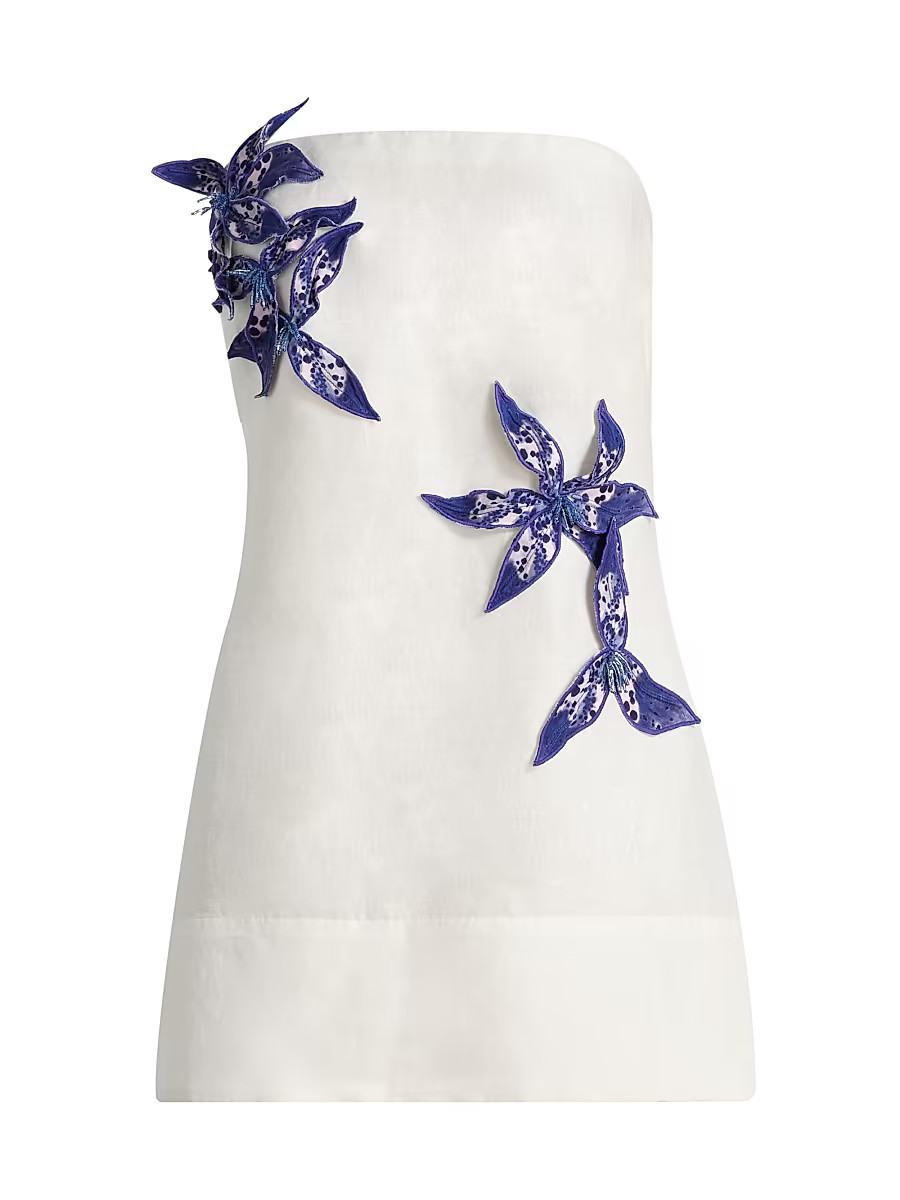 Women's Azara Linen-Silk Strapless Minidress - Ivory - Size 0 | Saks Fifth Avenue