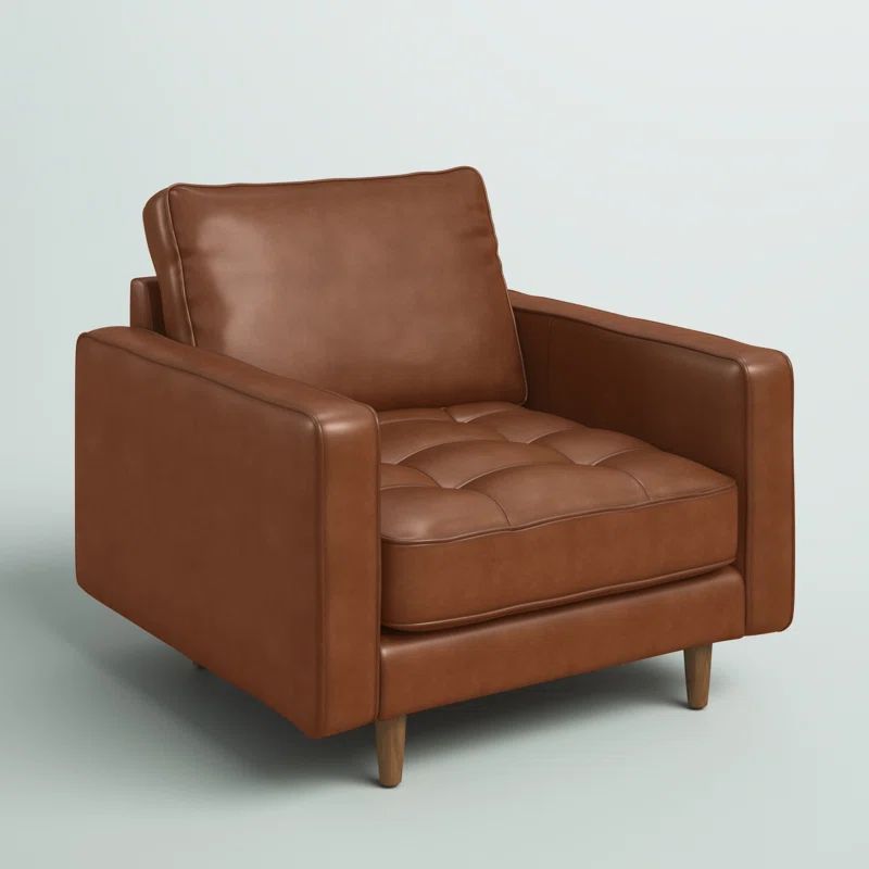 Clark 40.5" W Tufted Genuine Top Grain Leather Armchair | Wayfair North America
