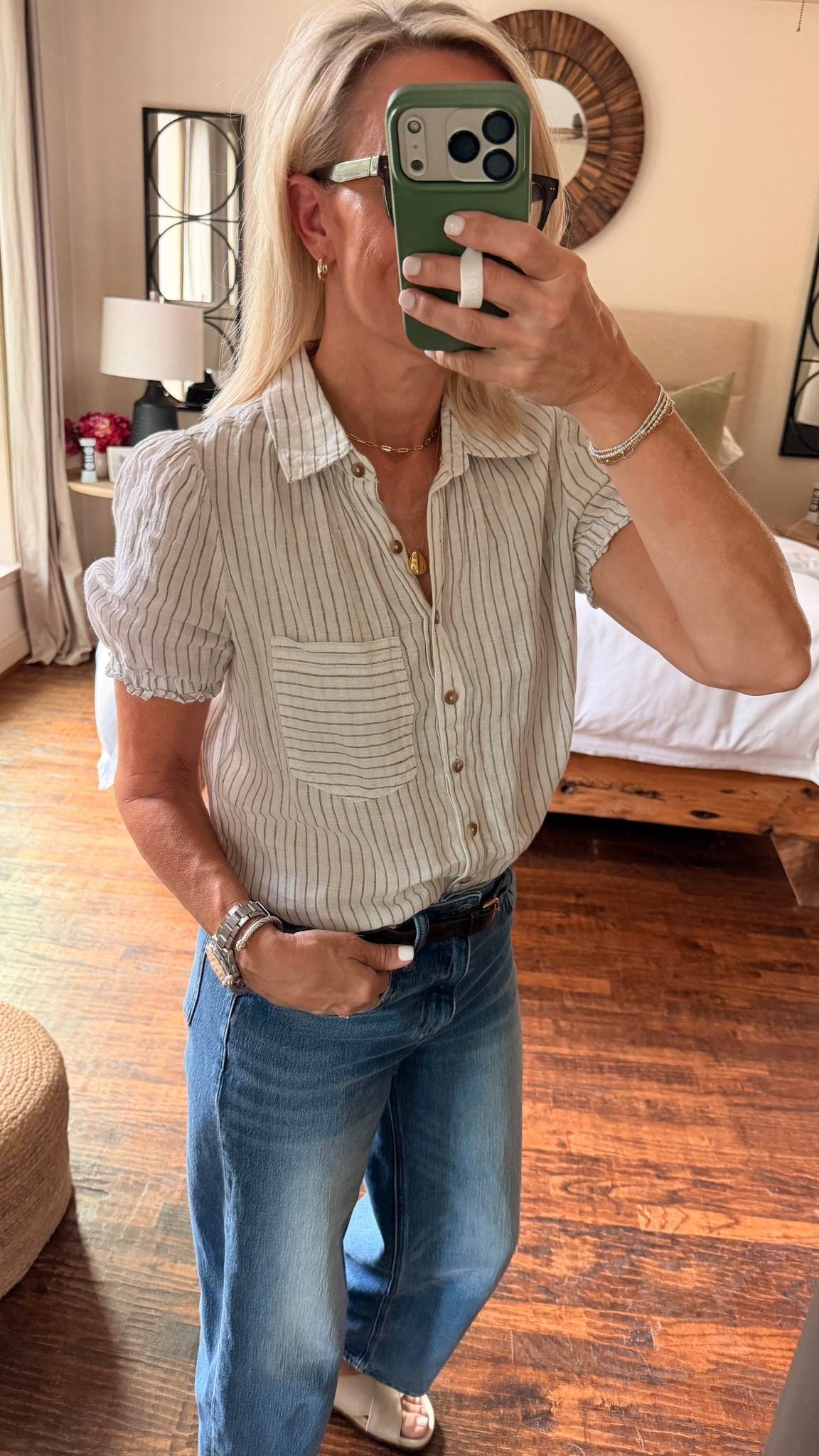Cute summer tops can be hard to find. Loving this linen button up from @Anthropologie 
Has a small stripe running through it. 


#LTKdayinmylife #LTKgrwm #LTKOver40
