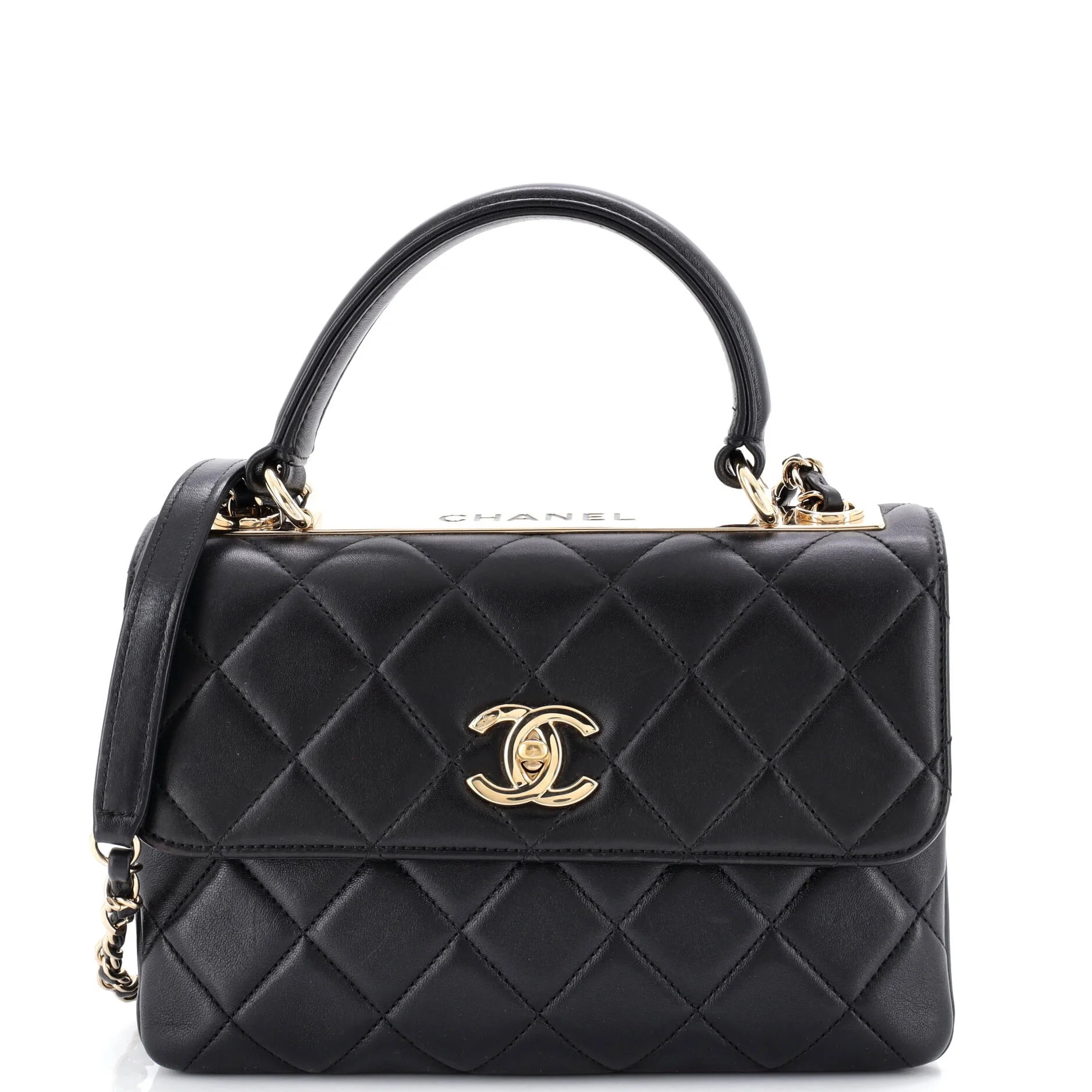 Pre-Owned Trendy CC Top Handle Bag Quilted Lambskin Small By Rebag | Walmart (US)