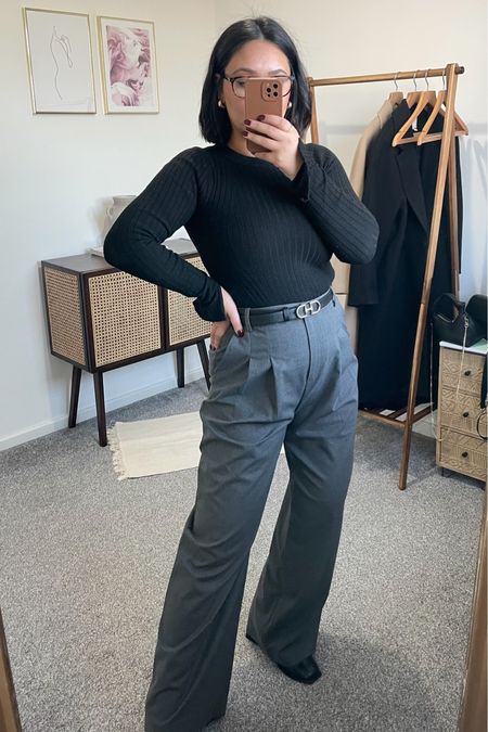 Wide leg trousers and a fitted top, my fave combo 🌚

#LTKmidsize #LTKworkwear