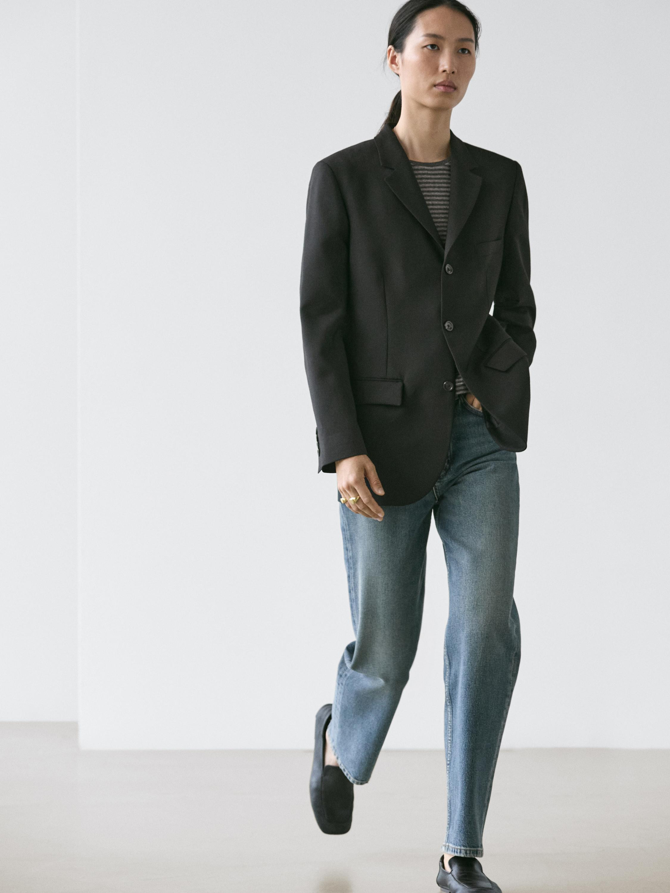 Blazer mit drei Knöpfen aus Wolle | Massimo Dutti DE