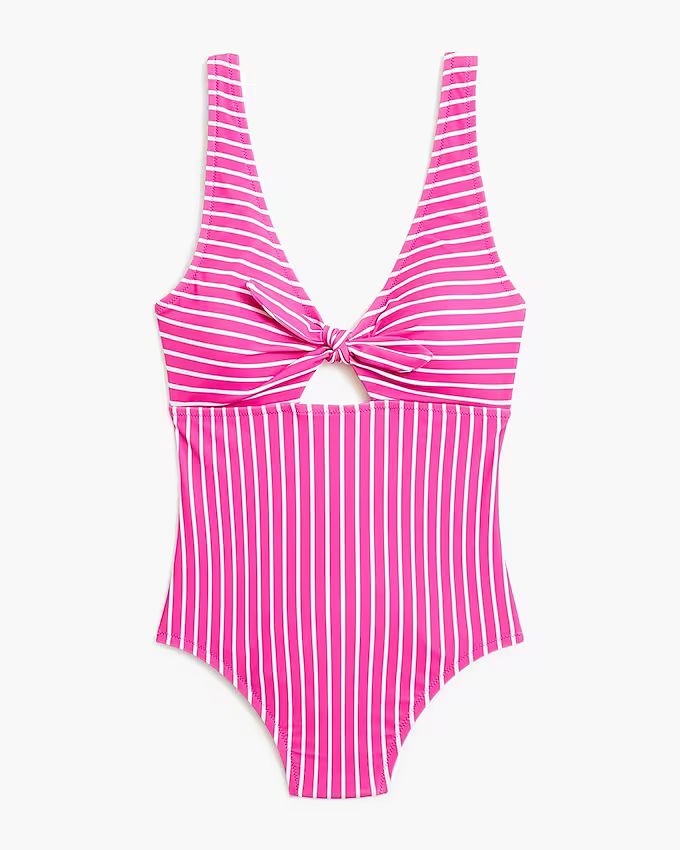 Striped cutout one-piece swimsuit with bow | J.Crew Factory