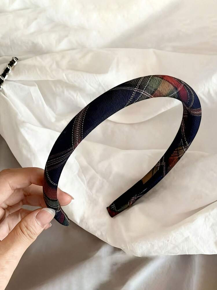 1pc Women's Vintage Scottish Tartan Hair Band - Elegant Scottish Plaid Headband In Deep Brown/Black/Red/Beige/Gray/White, Retro Hairstyle For Braids, Buns, Everyday & Formal Events - Comfortable Hair Accessory For Scottish Or Everyday Outfits,Gifts,Travel,Gifts For Women,Hair Stuff,Stocking Stuffers | SHEIN