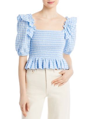 Gingham Square Neck Smocked Top - 100% Exclusive | Bloomingdale's (US)
