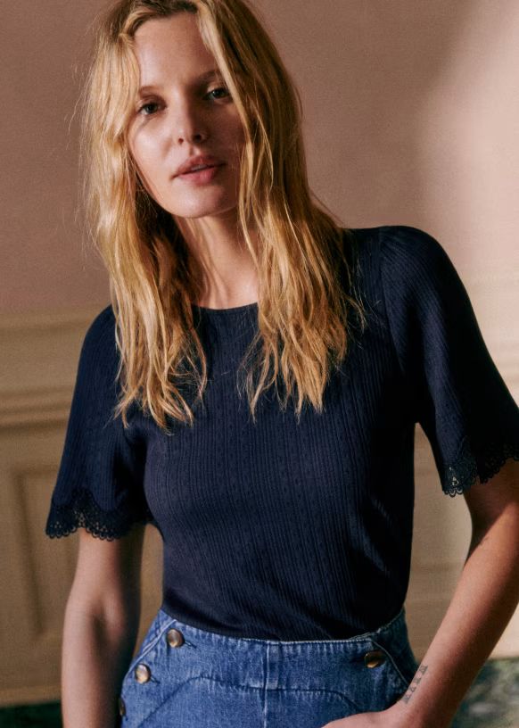 Cléa T-Shirt - Midnight Blue - Organic cotton - organic textile - Sézane | Sezane Paris