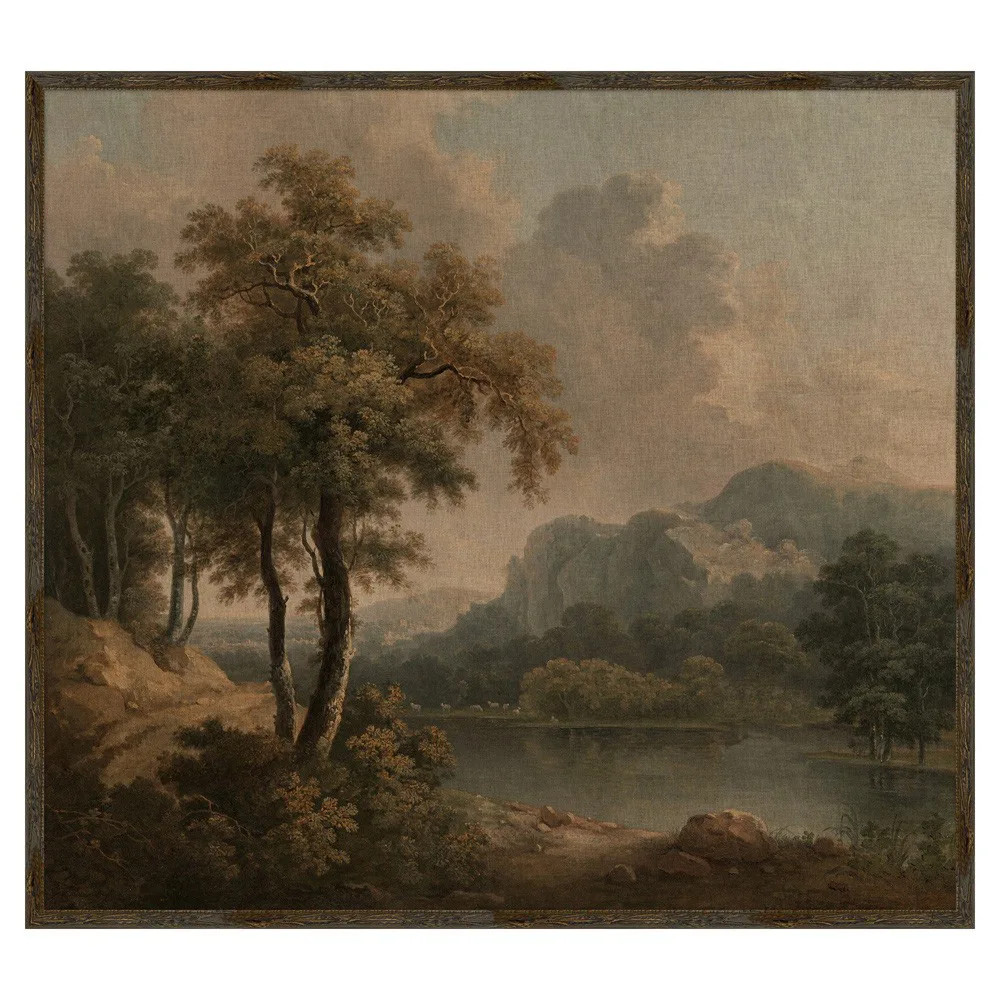 Verene Rustic Green Landscape Antique Olive Frame Painting - 56x62 | Kathy Kuo Home