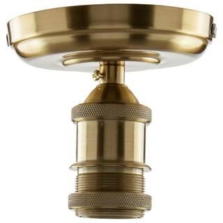 5 in. 1-Light Brushed Brass Flush Mount Light Fixture | The Home Depot