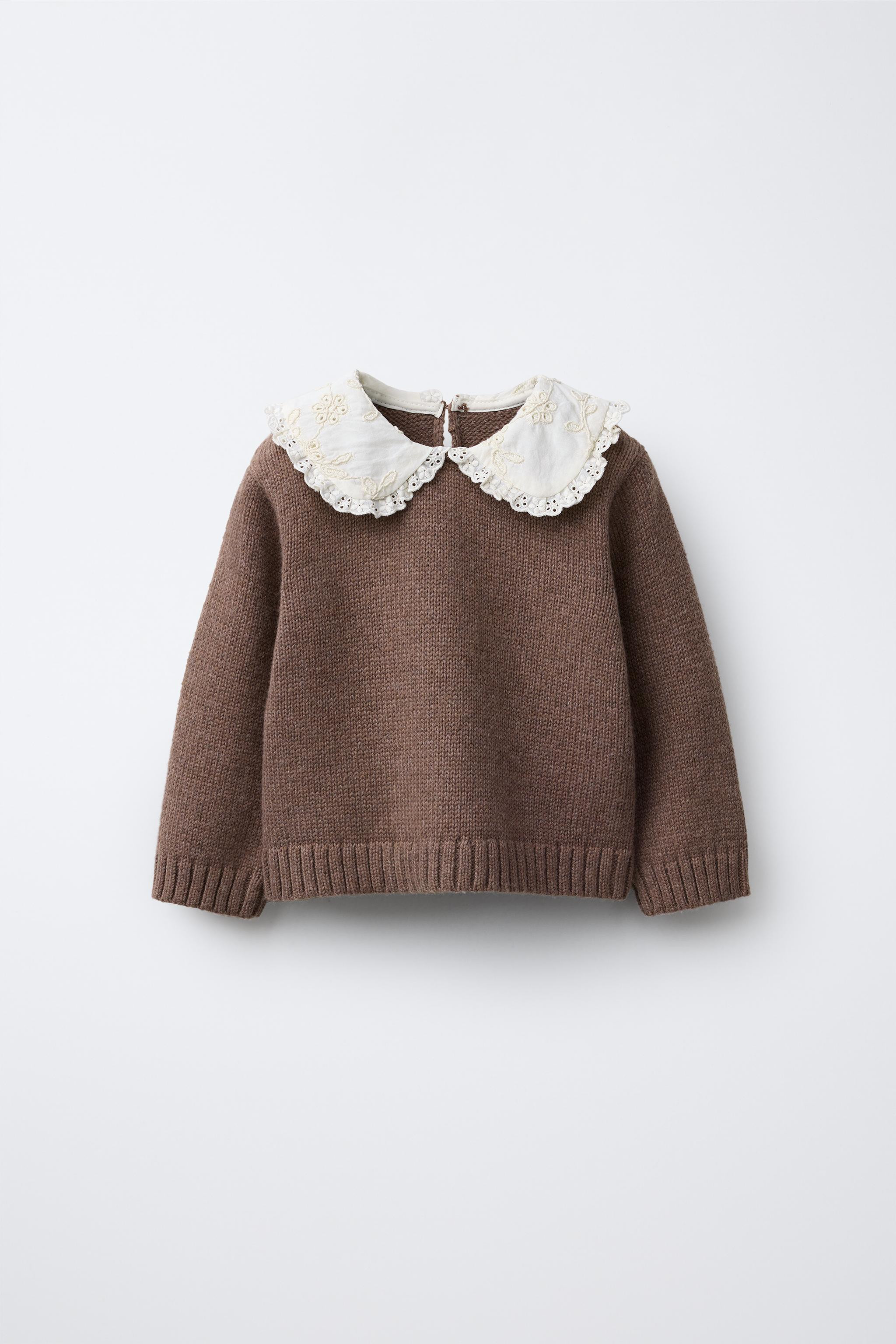 EMBROIDERED COLLAR KNIT SWEATER | Zara US