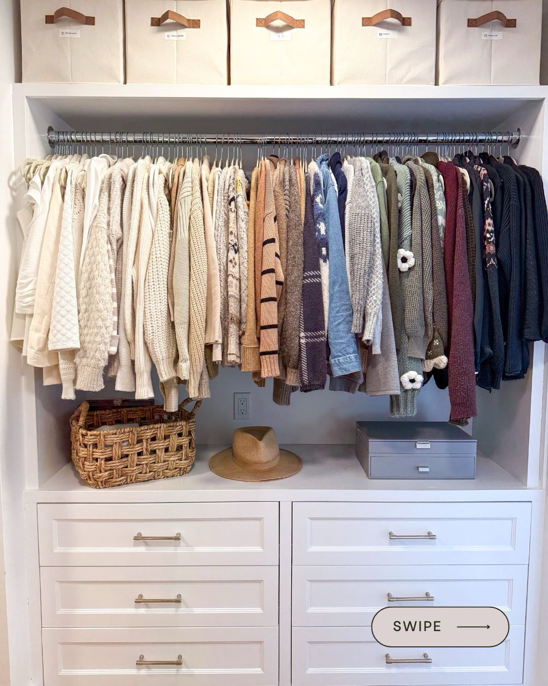 Closets can easily become a catch-all for clutter, but with a few updates, they can be both neat and functional. Here’s what we did: 
✔️ Decluttered – The key to an organized closet! If you don’t love it or wear it, let it go. 
✔️ Added overhead storage bins – Perfect for seasonal items and accessories. 
✔️ Used closed shoe storage – Open racks can quickly look messy. 
✔️ Switched to matching hangers – A small change that makes a huge difference in creating a polished, uniform look! 

Shop some of our staples! 



#LTKStyleTip #LTKHome #LTKWorkwear