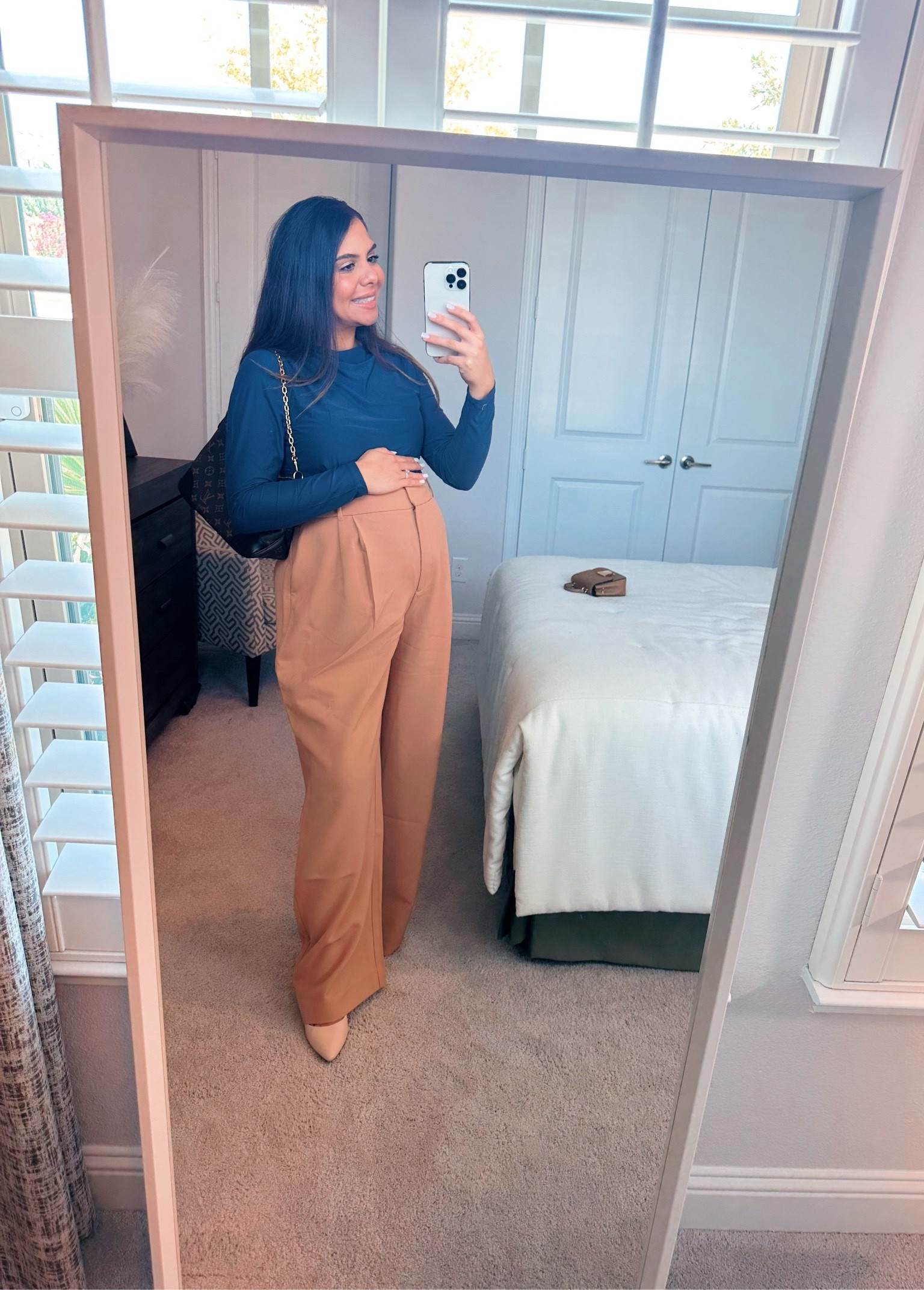 Maternity work wear. Super comfy and chic ✨
wearing a size large top and size 32 pants 🤎

#maternity #ltkbump  #falldress  #bumpfriendly #bumpfriendlydress #maternitydress #maternityworkwear #bumpstyle #maternityworkpants #bumpfriendlydresspants #workoutfit

#LTKworkwear #LTKHoliday #LTKbump