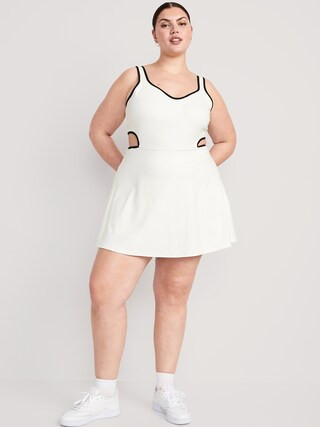 PowerSoft Fit & Flare Shelf-Bra Support Cutout-Waist Dress for Women | Old Navy (US)