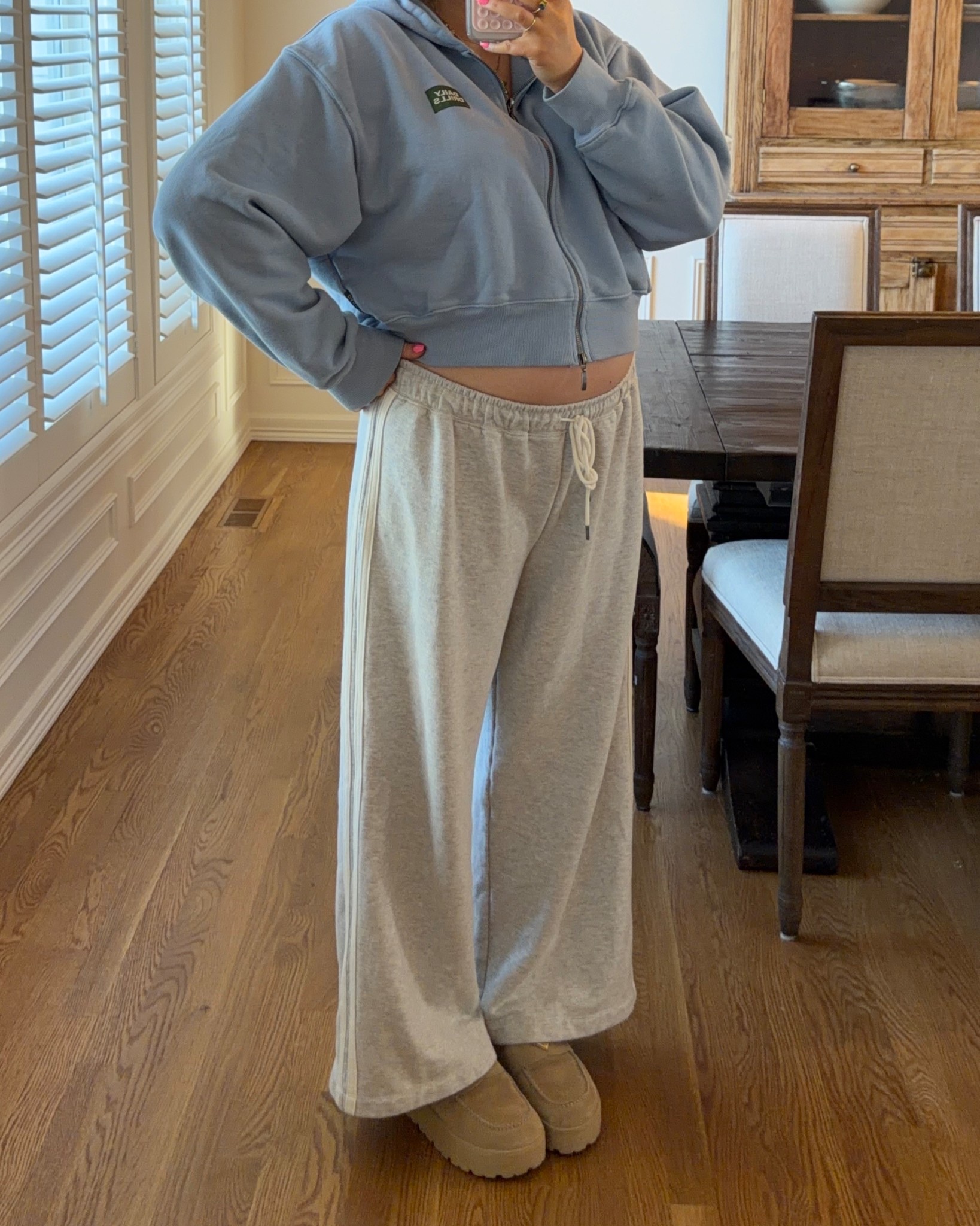 Target sweatpants on repeat lately! Size L. I’m 5’ 5” so they aren’t like super long but a decent length!! 