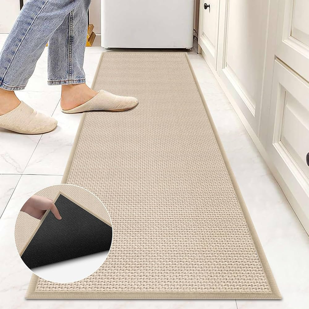 GOYLSER Boho Kitchen Rugs and Mats Non Skid Washable, Braid Jute Kitchen Floor Rug in Front of Si... | Amazon (US)