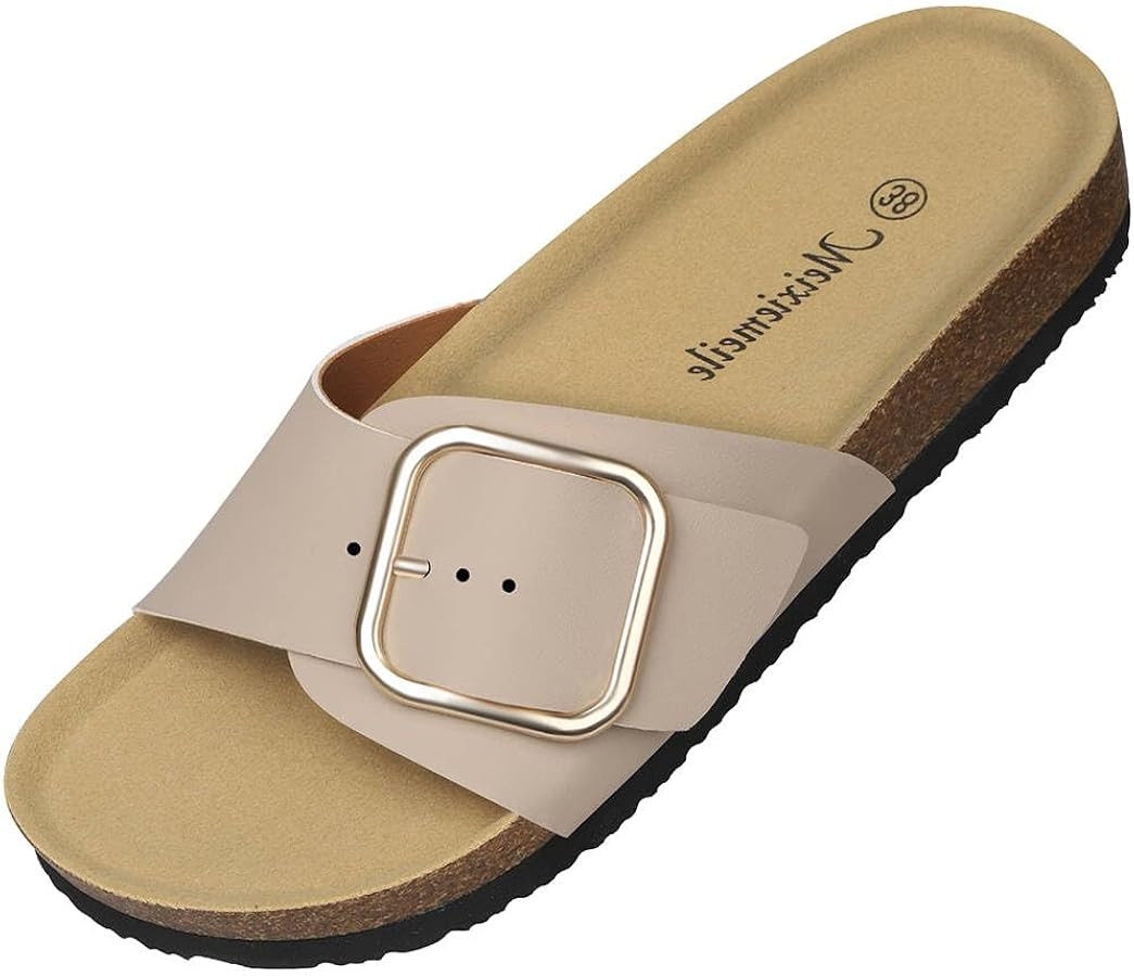 Womens Platform Sandals Big Buckle Sandals for Women Slip On Sandals Womens Sandals Open Toe Leat... | Amazon (US)