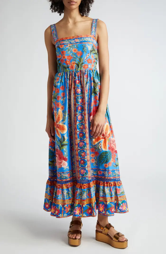 FARM Rio Stitched Garden Blue Maxi Sundress | Nordstrom | Nordstrom