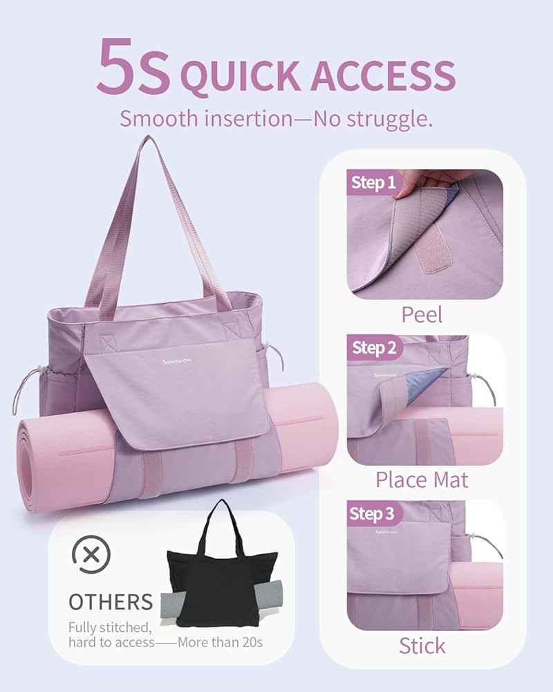 sportsnew Yoga Mat Bag Tote Yoga Gym Bags For Women Men with Waterproof Wet Pocket & Hook-and-loo... | Amazon (US)