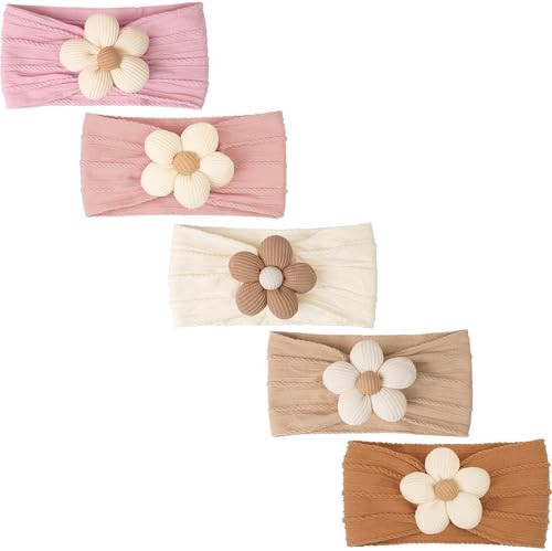 CÉLLOT 5 Pcs Baby Flower Headbands Baby Girls Nylon Headbands Soft Hairbands Hair Accessories fo... | Amazon (US)