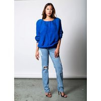 Royal Blue Vintage Silk Blouse Top | Etsy (US)