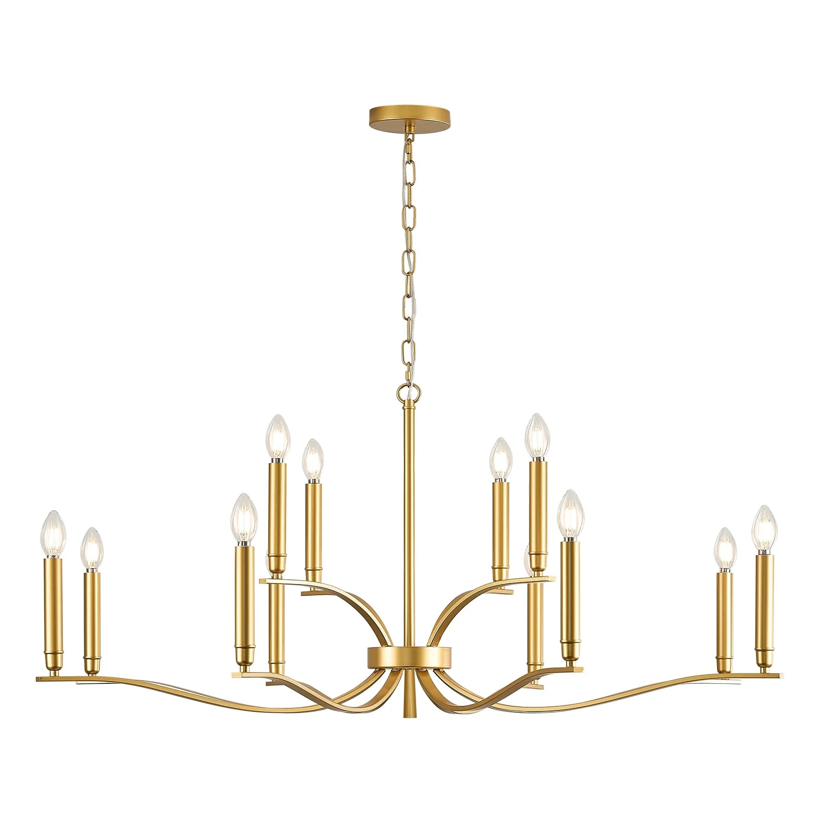 Gold Living Room Chandelier 12 Light Hight Ceiling Foyer Candle Chandelier Large Dining Room Ligh... | Walmart (US)