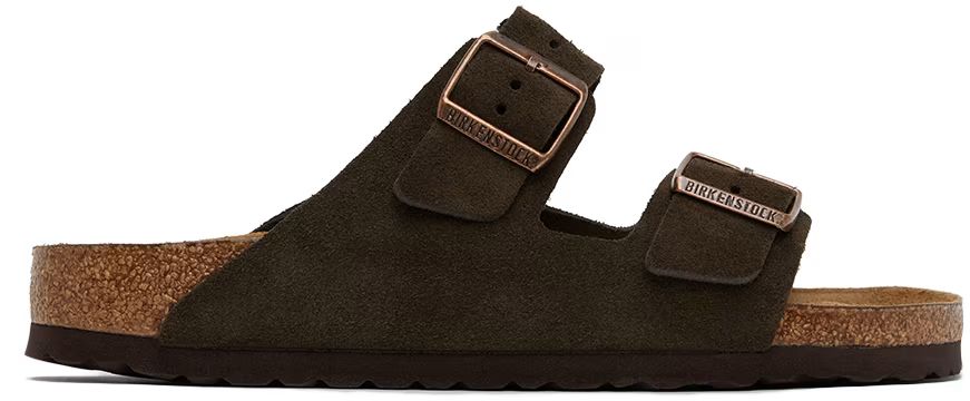 Brown Narrow Suede Soft Footbed Arizona Sandals | SSENSE