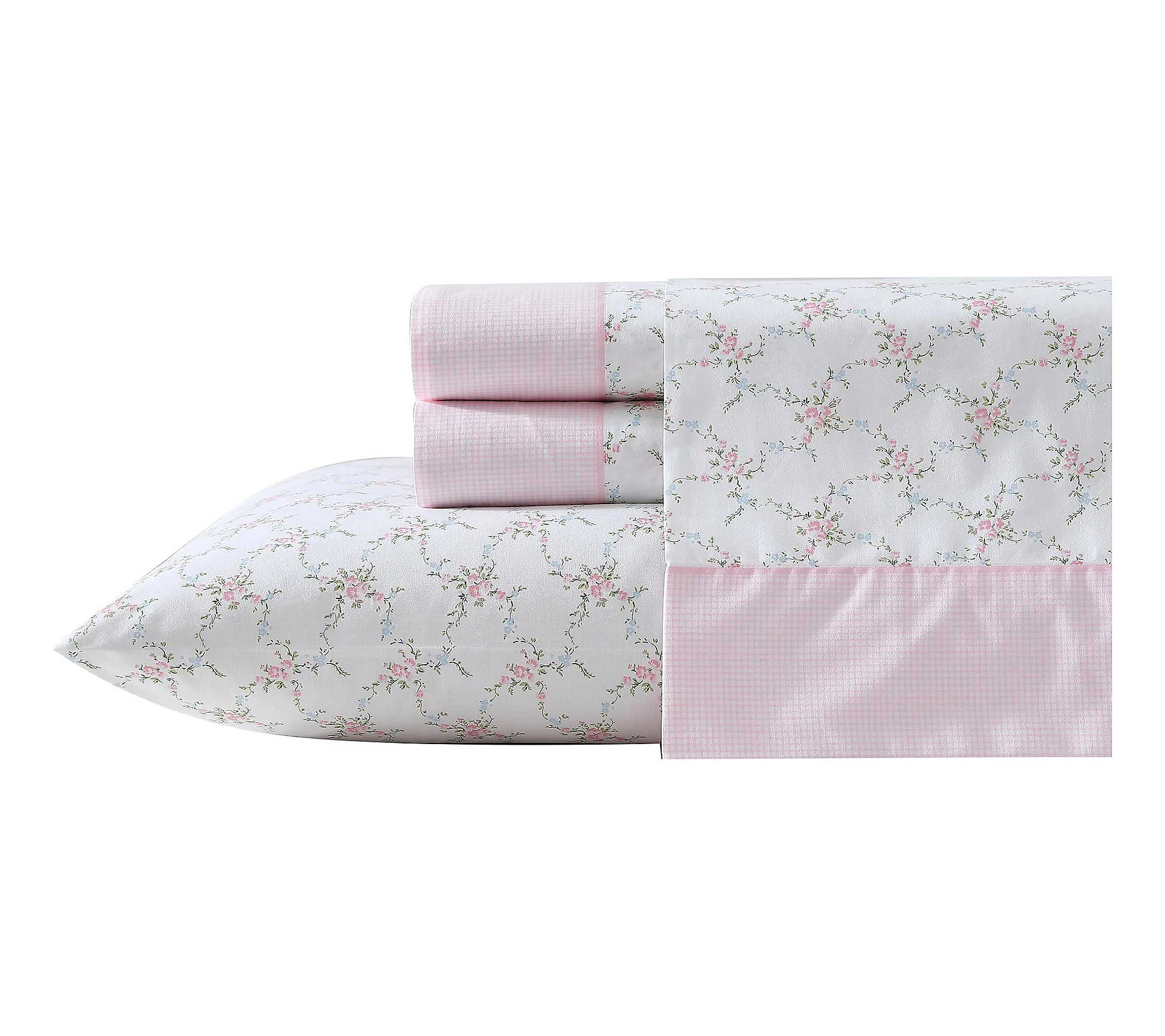 Laura Ashley Lynda Pink King Sheet Set | QVC