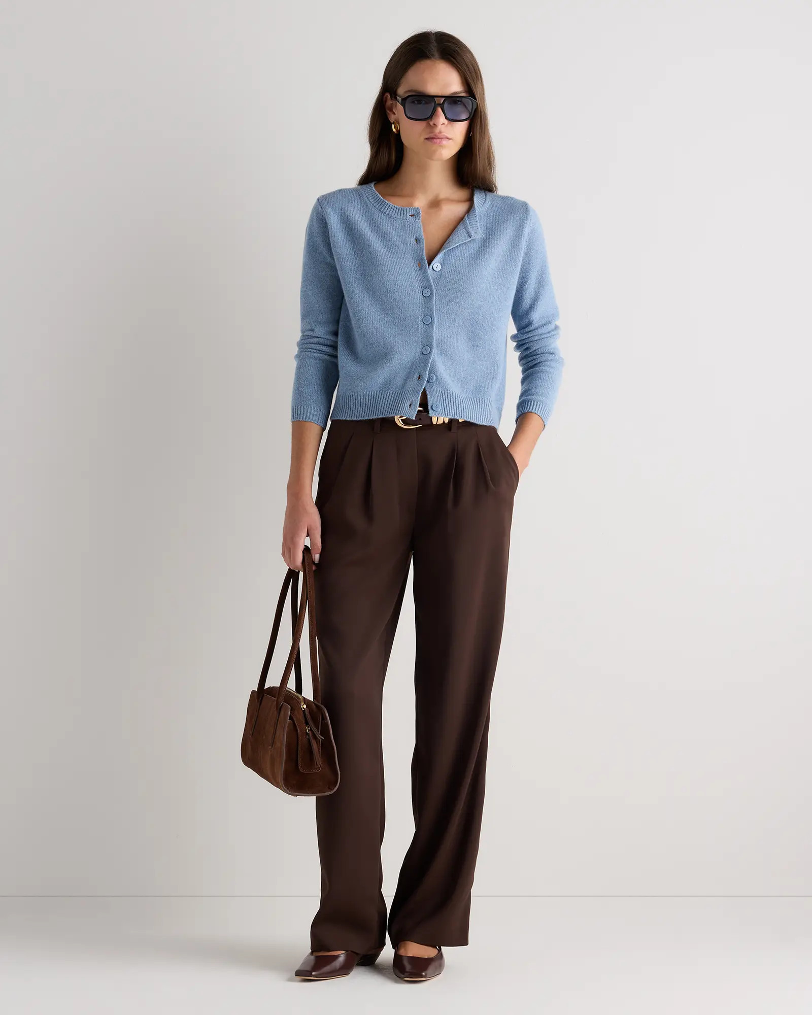 Mongolian Cashmere Cropped Crew Cardigan | Quince