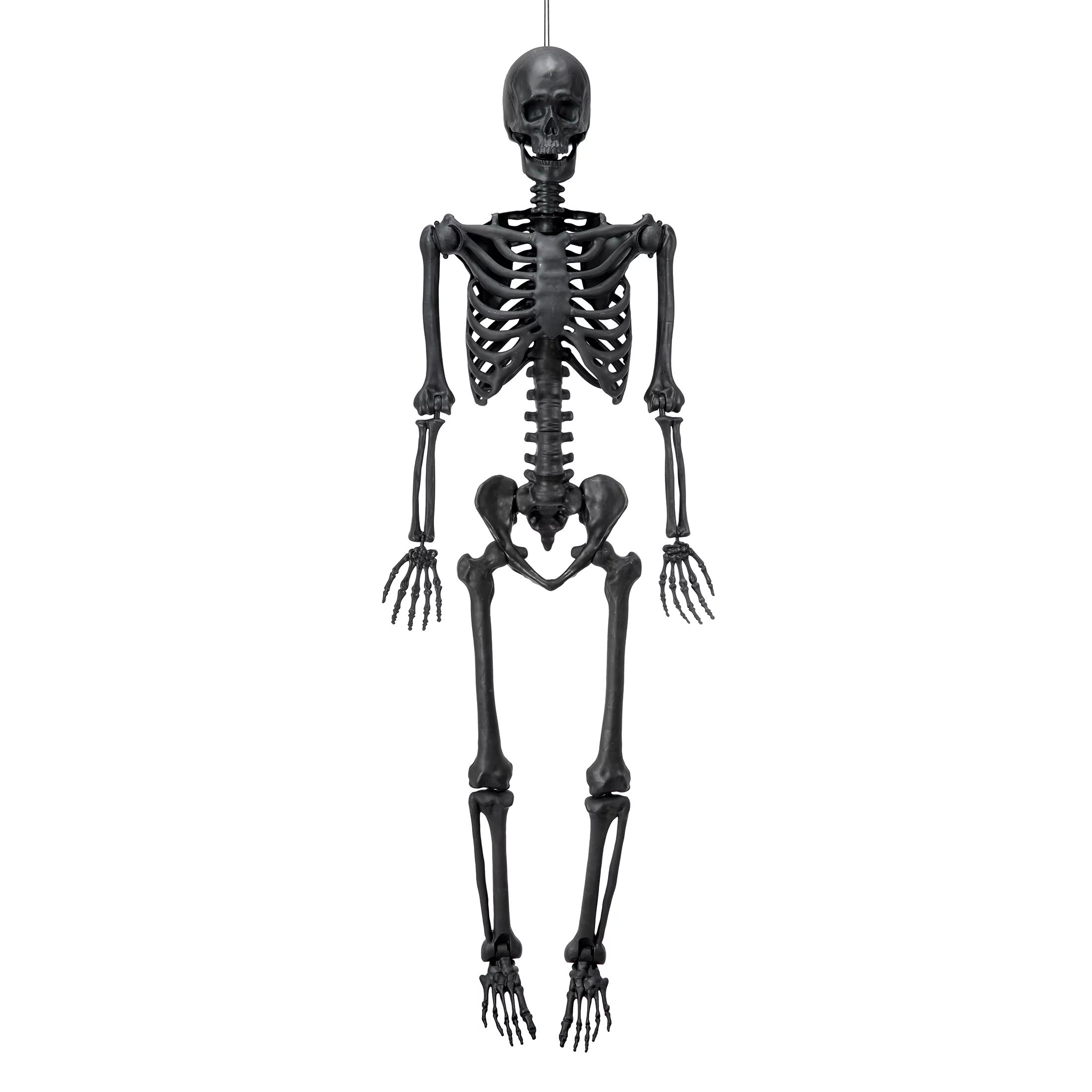 Halloween Black Posable Hanging Skeleton Decoration, 5 ft, by Way To Celebrate | Walmart (US)