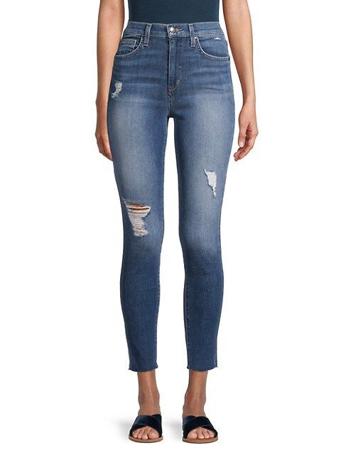 High-Rise Distressed Skinny Jeans | Saks Fifth Avenue OFF 5TH (Pmt risk)