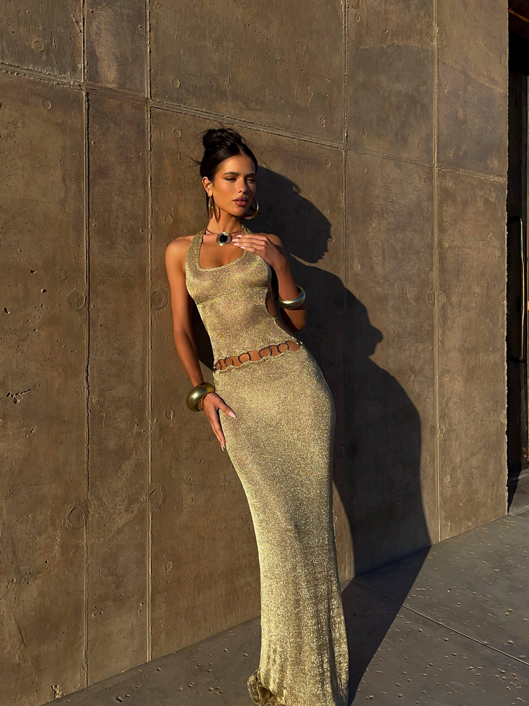 CARMEN MAXI DRESS GOLD | Outcast (US & UK)