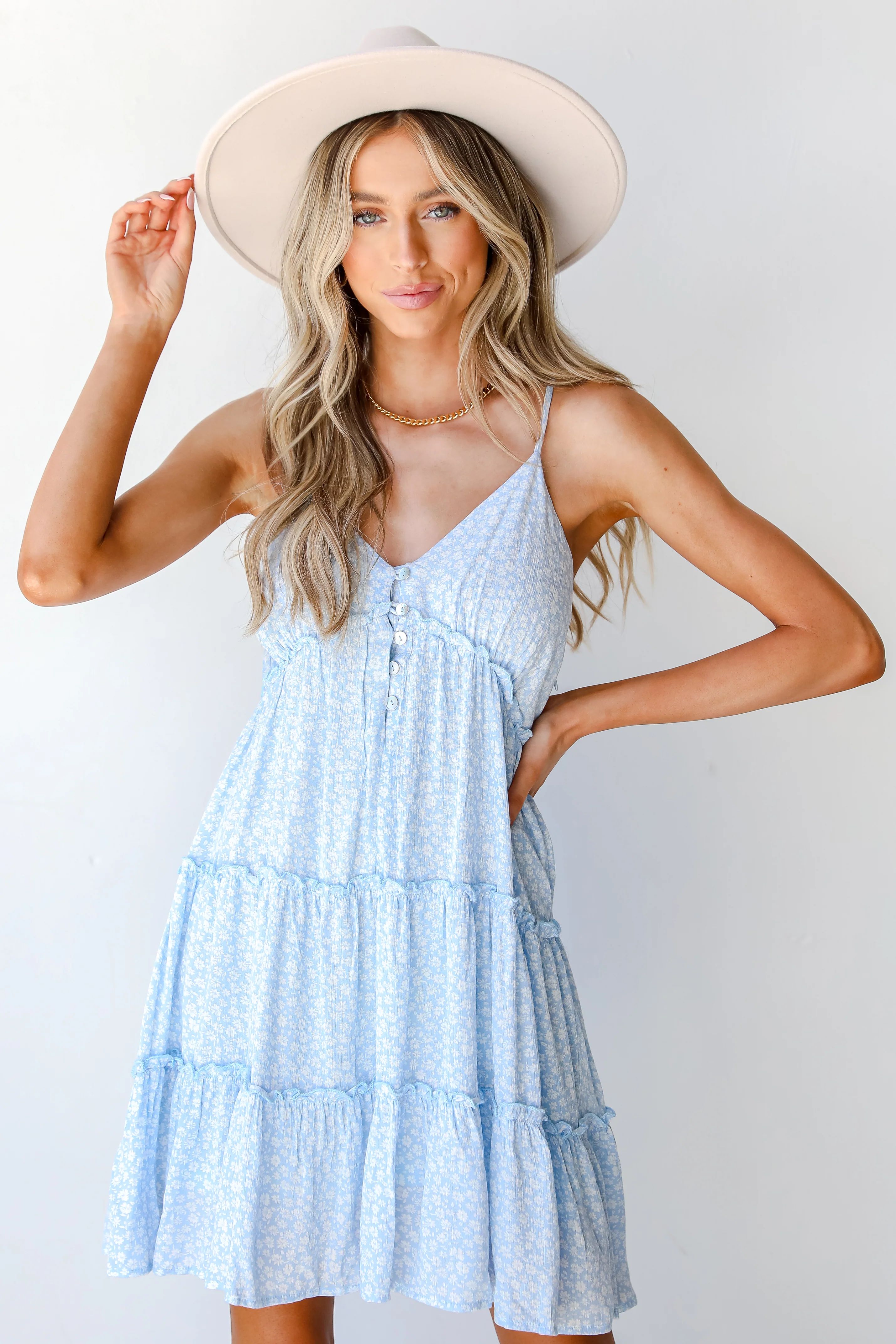 Here To Bloom Tiered Floral Mini Dress | Dress Up
