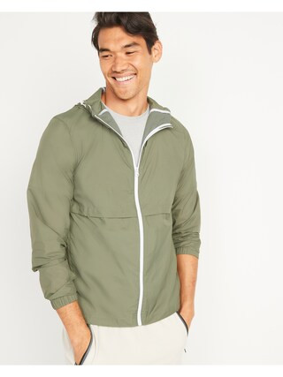Packable Hooded Ripstop Windbreaker Jacket for Men | Old Navy (US)