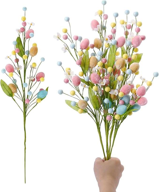 RoseCraft Artificial Easter Flower, 5 Pcs Easter Colorful Egg Berries Decorations, Spring Floral ... | Amazon (US)