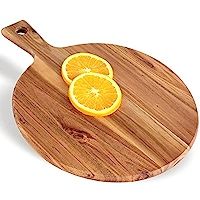 Wood Cutting Board with Handle (Set of 2, 12"x16") Round Acacia Wooden Kitchen Chopping Boards for M | Amazon (US)