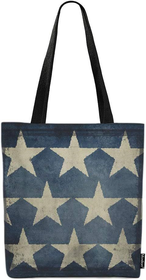 Moslion Star Tote Bag Antique American Flag Stars Patriotic Memorial Day Fourth of July Canvas Ba... | Amazon (US)