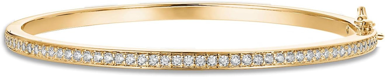 PAVOI 14K Gold Plated Cubic Zirconia Bangle Tennis Bracelets for Women | Classic Love Cuff Bangle... | Amazon (US)