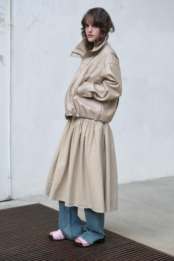 FAUX LEATHER PLEATED JACKET | Zara US