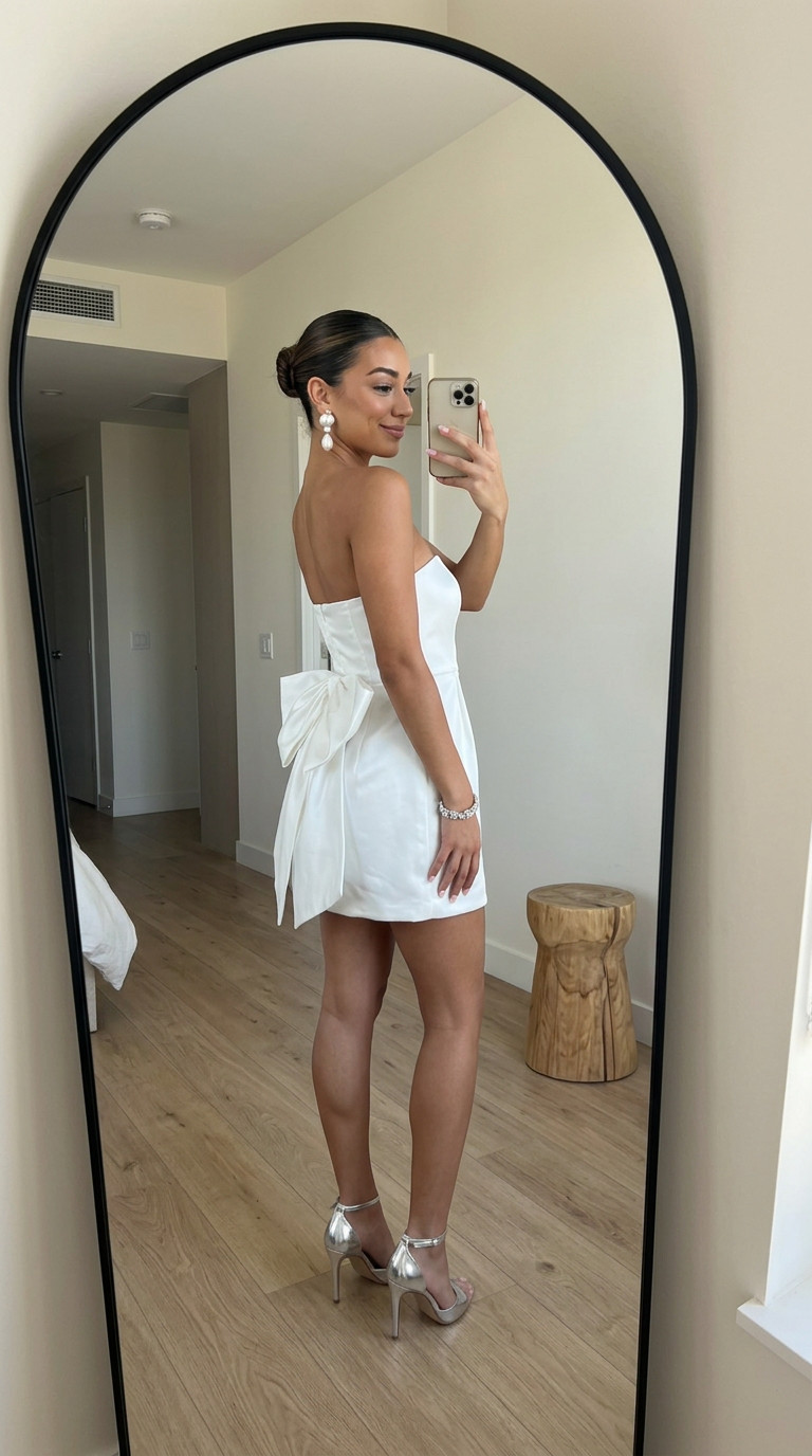 White Strapless Bow Mini Dress

The cutest strapless mini featuring a dramatic bow back—perfect for a wedding after party, reception dress change, bachelorette party, or bridal celebration. 

 #LTKWedding