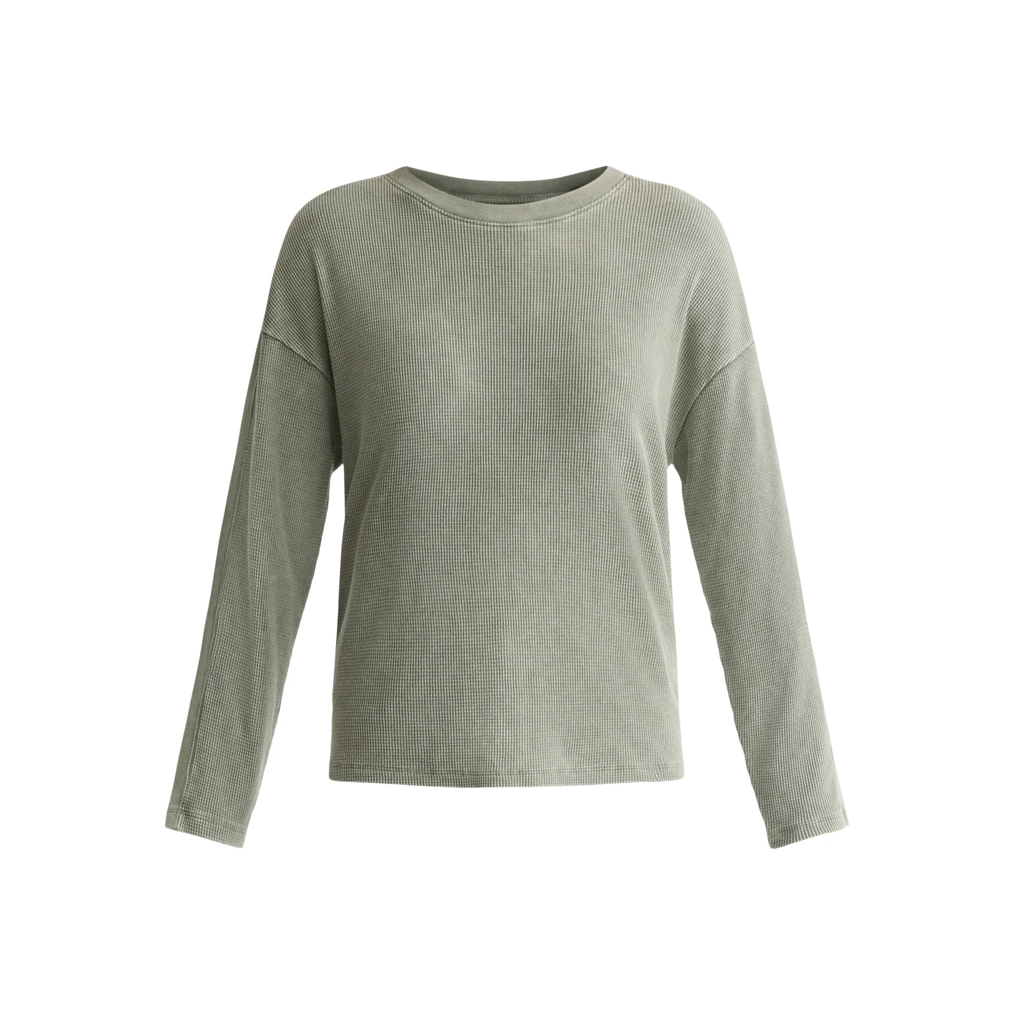 Time and Tru Women's Boxy Thermal Tee with Long Sleeves, Sizes XS-XXXL | Walmart (US)