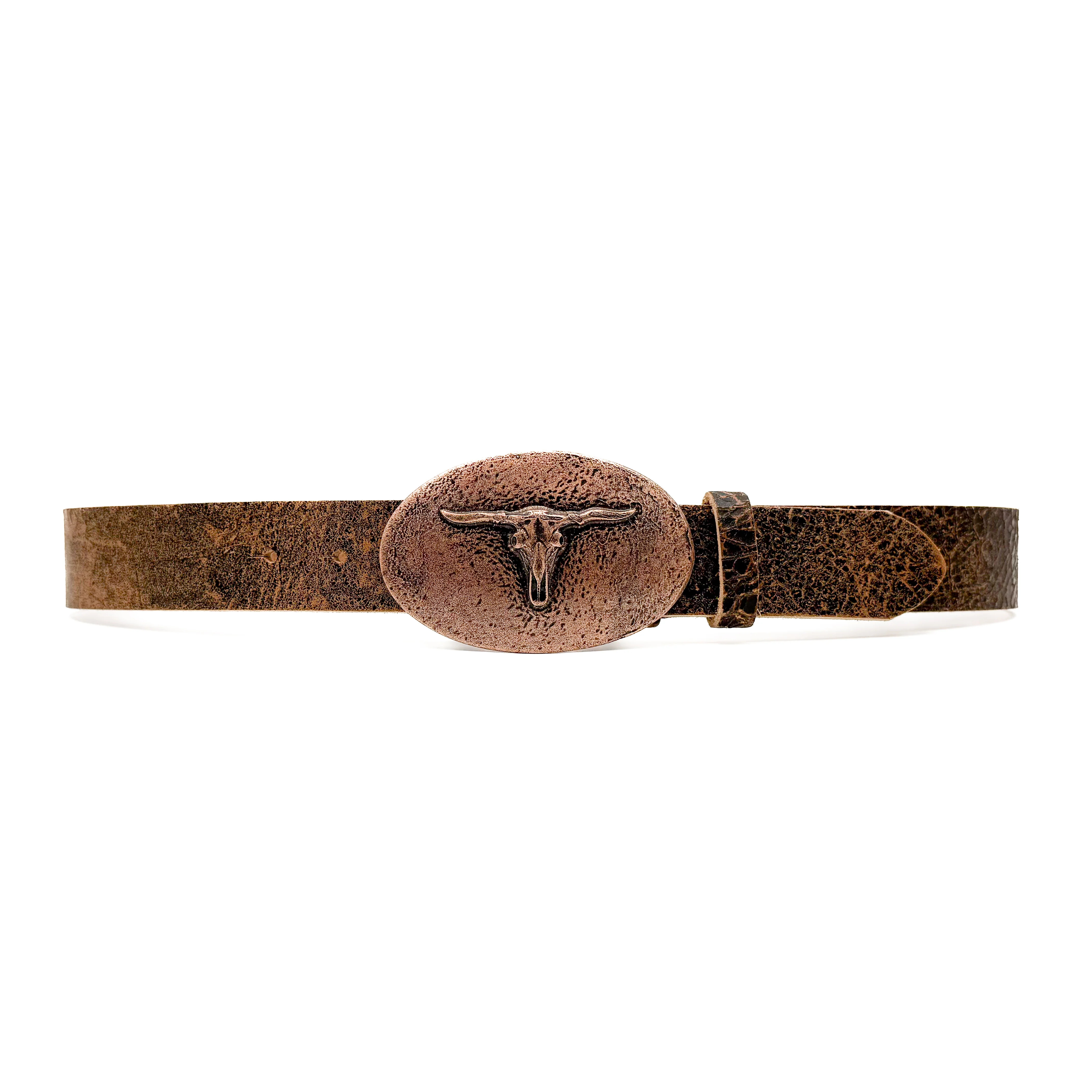 Anika Belt - Chic Western Style Belt With Copper Bullhead Buckle | Streets Ahead | Streets Ahead Inc