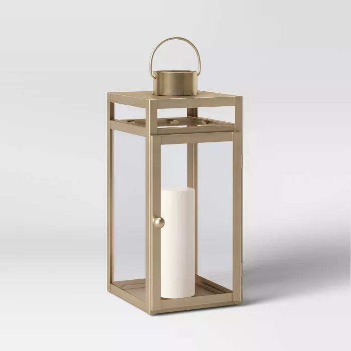 16" x 7" Metal Lantern Candle Holder Matte Gold - Threshold™ | Target
